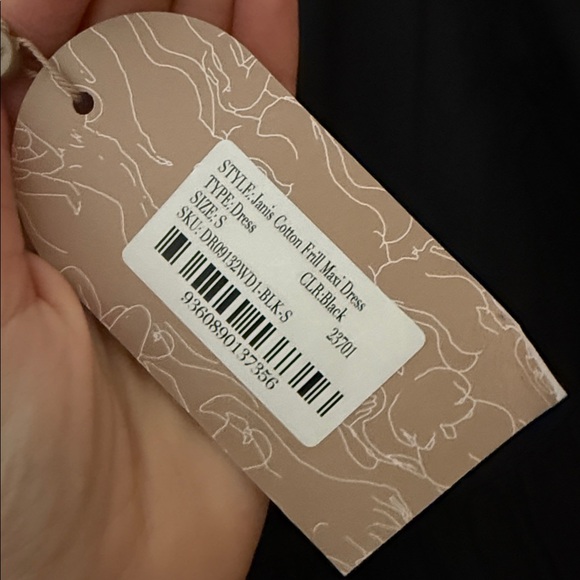 Meshki black gown - size small- nwt- Janis Cotton Frill Maxi Dress - Black - Picture 6 of 6